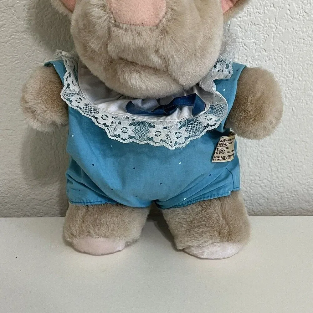 Vintage Applause Wilfred Pig Plush Stuffed Animal 1980s Blue Outfit Piggy 11